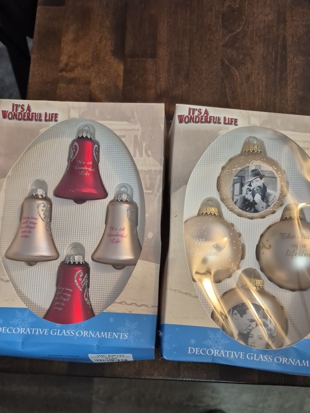 Decorative Glass Ornaments - Red & Cream